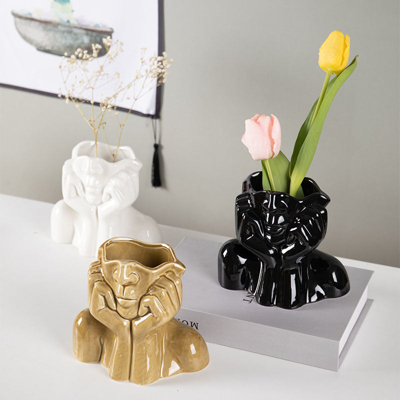Home Decor Ceramic Vases Flower Vase Sculpture Crafts - SECURECAN