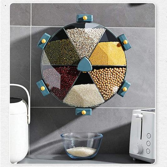 Wall-Mounted Grain Dispenser Compartments Dry Food Dispenser Rotating Cereal For Kitchen - SECURECAN