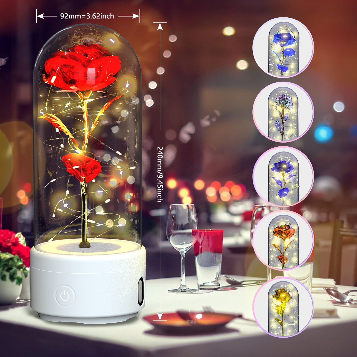 Creative 2 In 1 Rose Flowers LED Light And Bluetooth Speaker Gift - SECURECAN