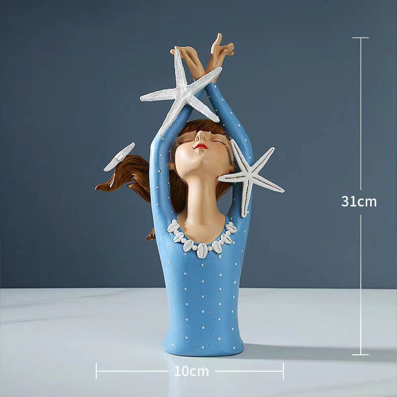 Bouquet Girl Ornament Home Ornament Resin Nordic Light Luxury - SECURECAN