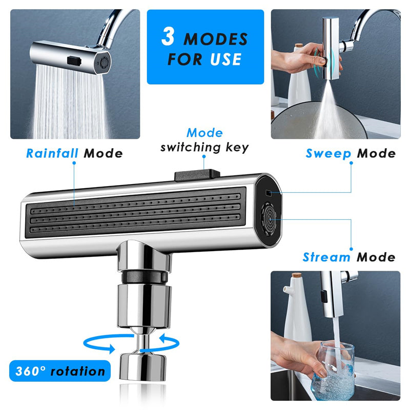 Kitchen Faucet Waterfall Outlet Splash Proof Universal Rotating Bubbler - SECURECAN