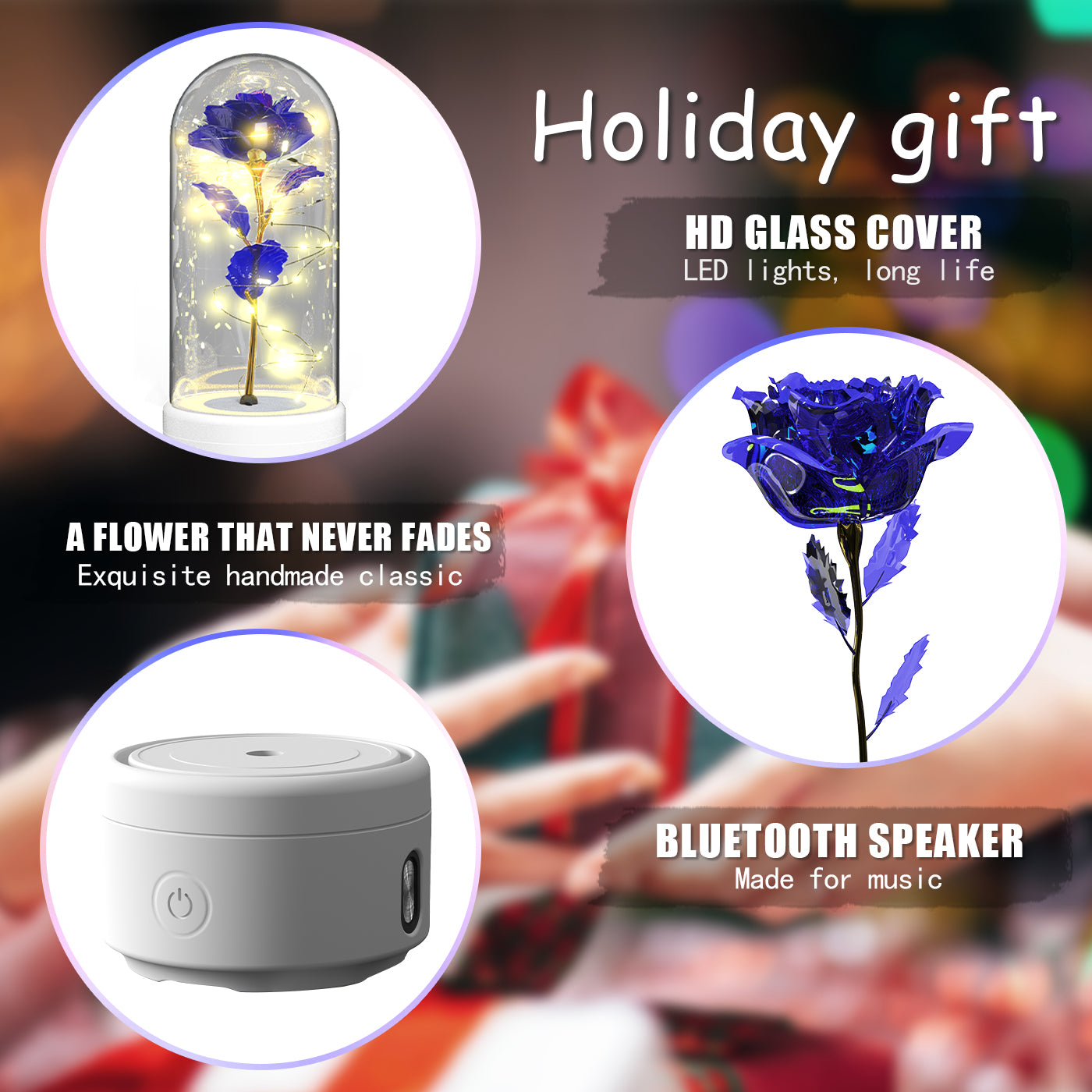 Creative 2 In 1 Rose Flowers LED Light And Bluetooth Speaker Gift - SECURECAN