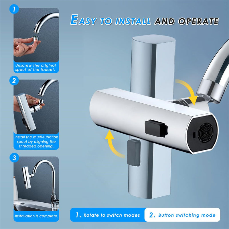 Kitchen Faucet Waterfall Outlet Splash Proof Universal Rotating Bubbler - SECURECAN